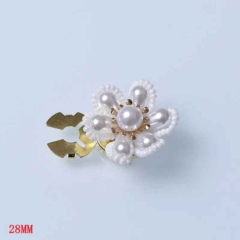 Pearl Flower Button Covers – Alloy Rhinestone DIY Shirt Decor
