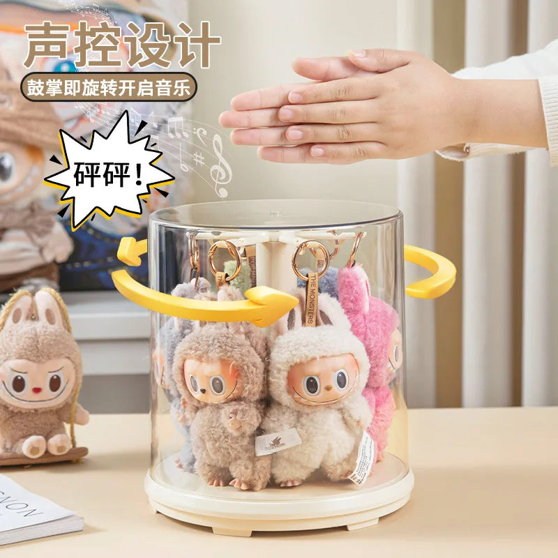 Rotating Display Case – Clap-Activated 360° Spin, Music & Dustproof
