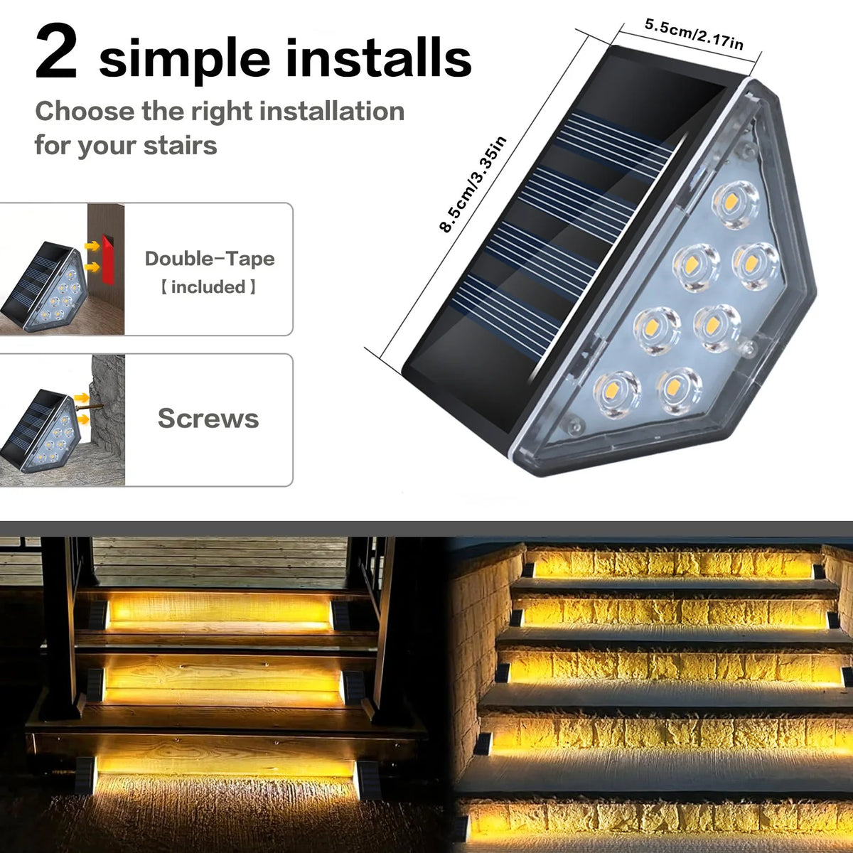 Solar Step Light 7 LED IP67 Waterproof Outdoor Stair Lamp