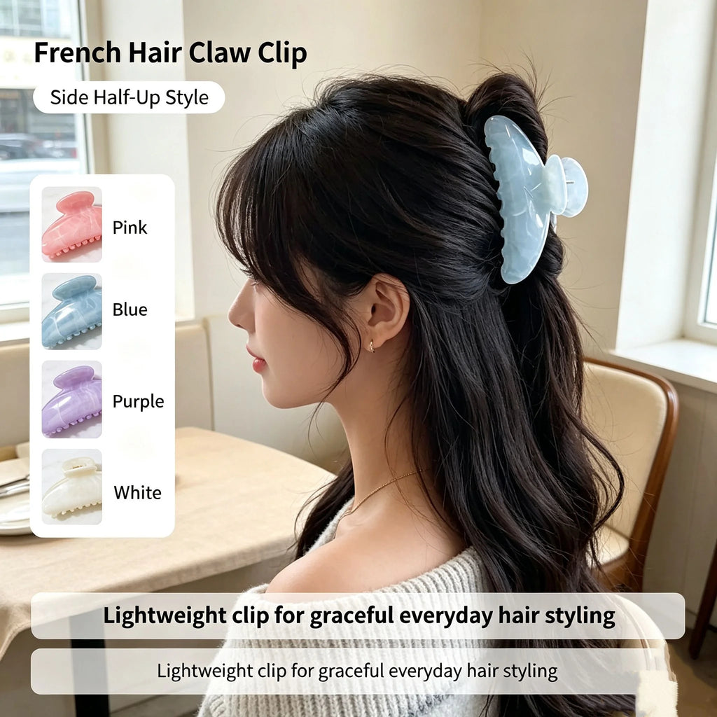 French Vintage Marble Shark Hair Claw Clip for Women