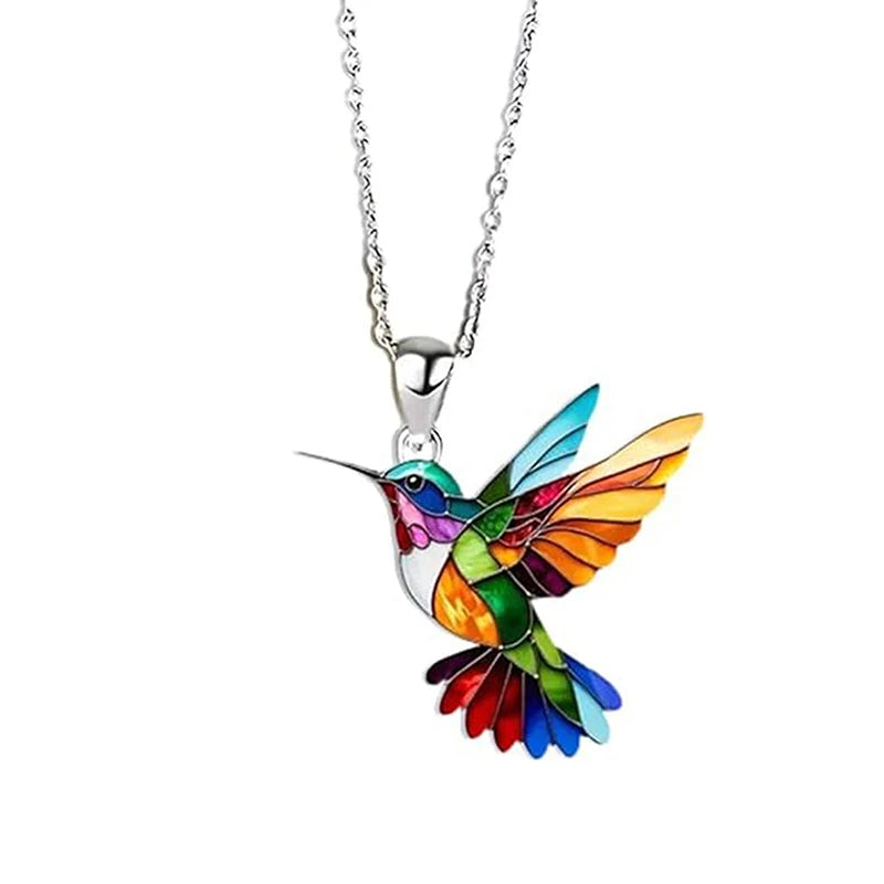 Colorful Hummingbird Pendant Necklace | Alloy Women's Jewelry