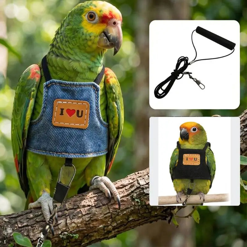 Cowboy Parrot Harness Vest & Leash – Small & Medium Birds