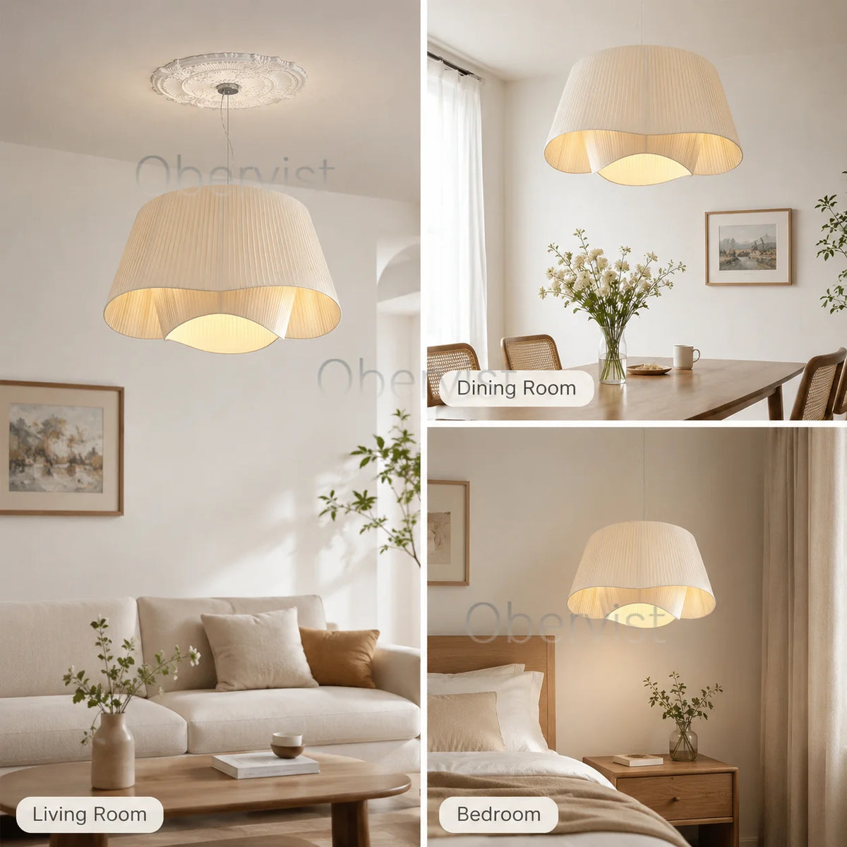 Wabi-Sabi Fabric Pendant Light | Nordic Cream Hanging Lamp