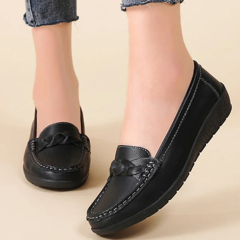 LEDP Women's Slip-On Loafer Flats | Woven PU, Sizes EU 35–44