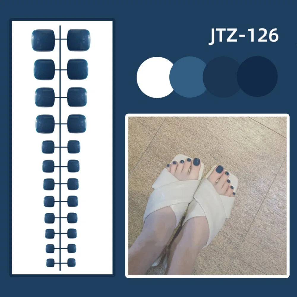 24-Pack Press-On Fake Toenails – Full Cover Acrylic Tips