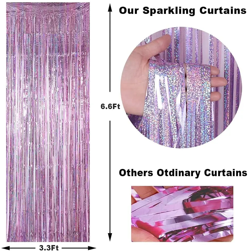 Pink Gold Foil Fringe Curtain – Party Photo Booth Backdrop