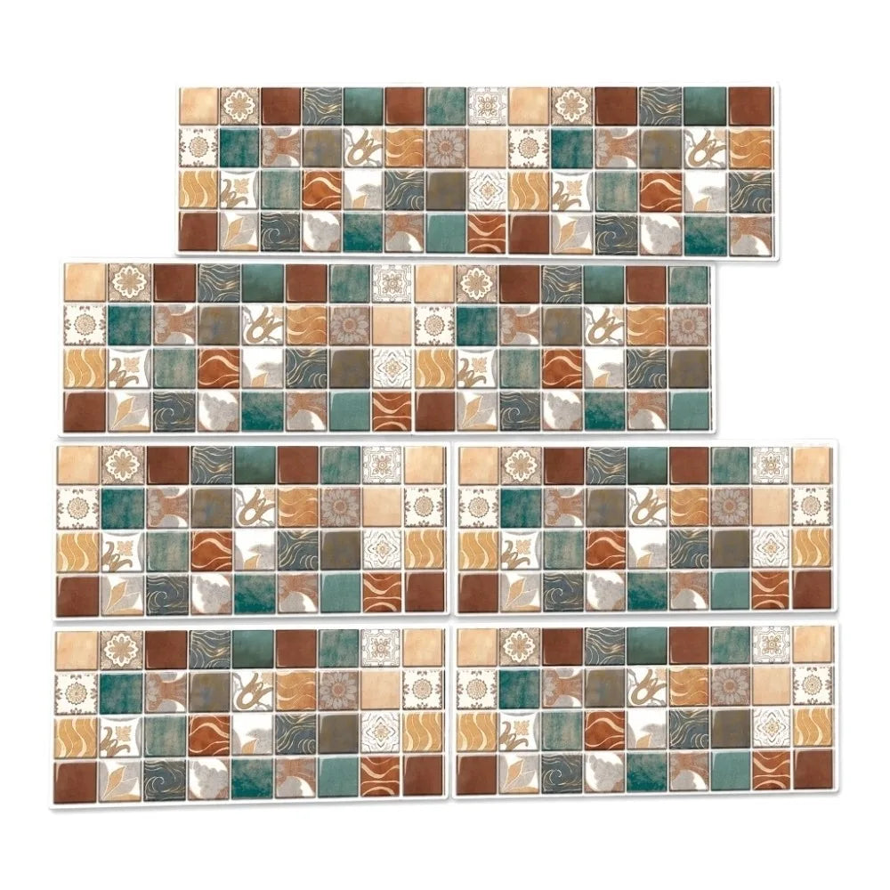 Peel & Stick Kitchen Backsplash Tiles – Brown PVC 6-Pack
