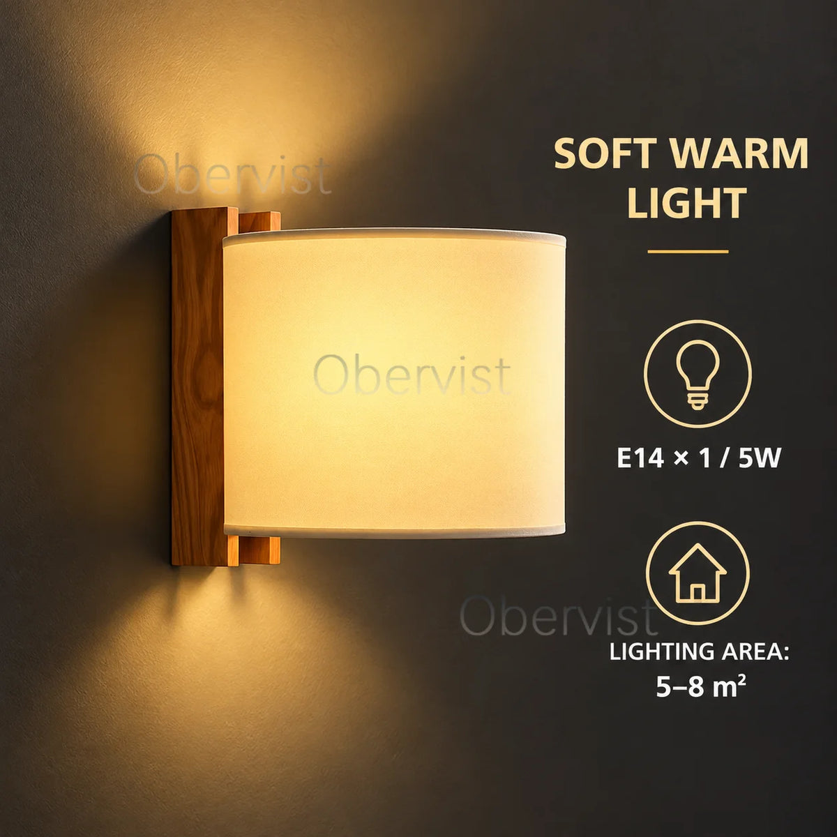 Rustic Solid Wood Fabric Shade Wall Sconce | Wabi Sabi Lamp