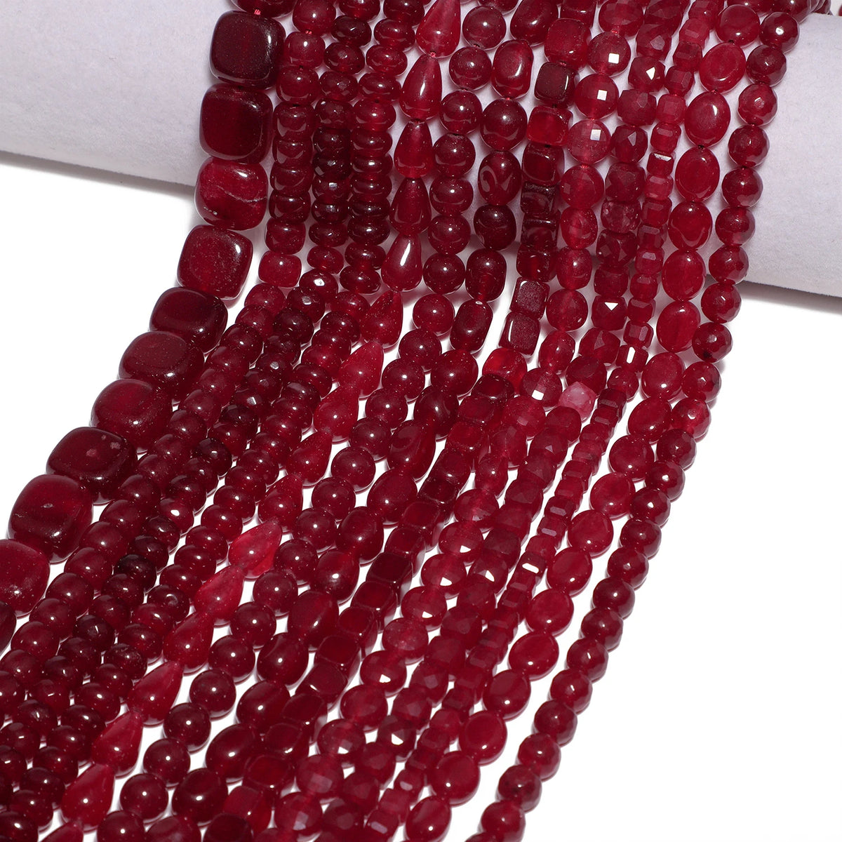 Red Chalcedony Stone Beads – Droplet, Square & Round DIY Jewelry