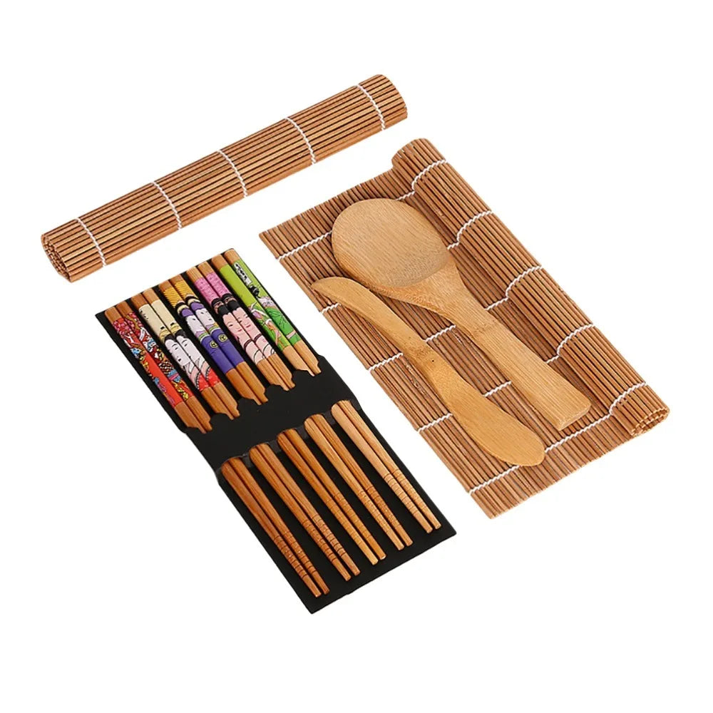 Wooden Sushi Making Kit – Rolling Mats, Paddle & Chopsticks