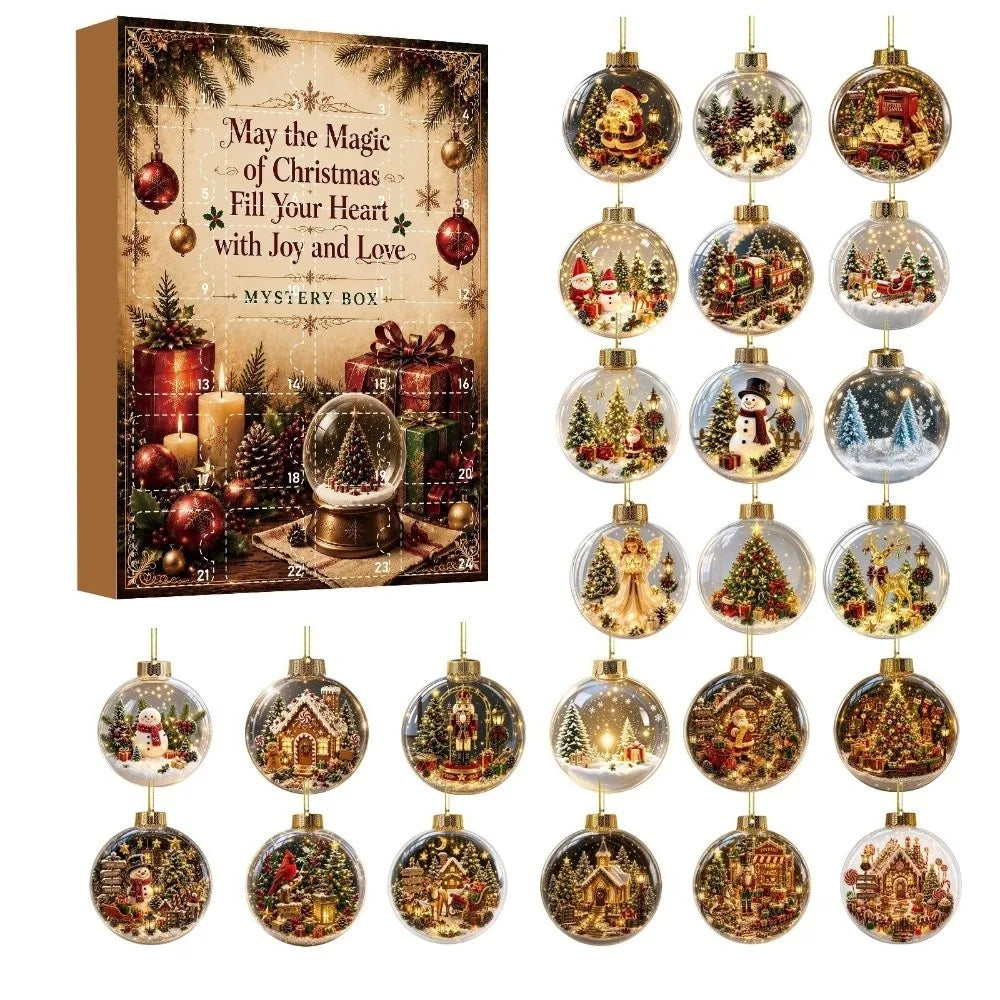24-Piece Acrylic Christmas Advent Calendar Hanging Ornaments