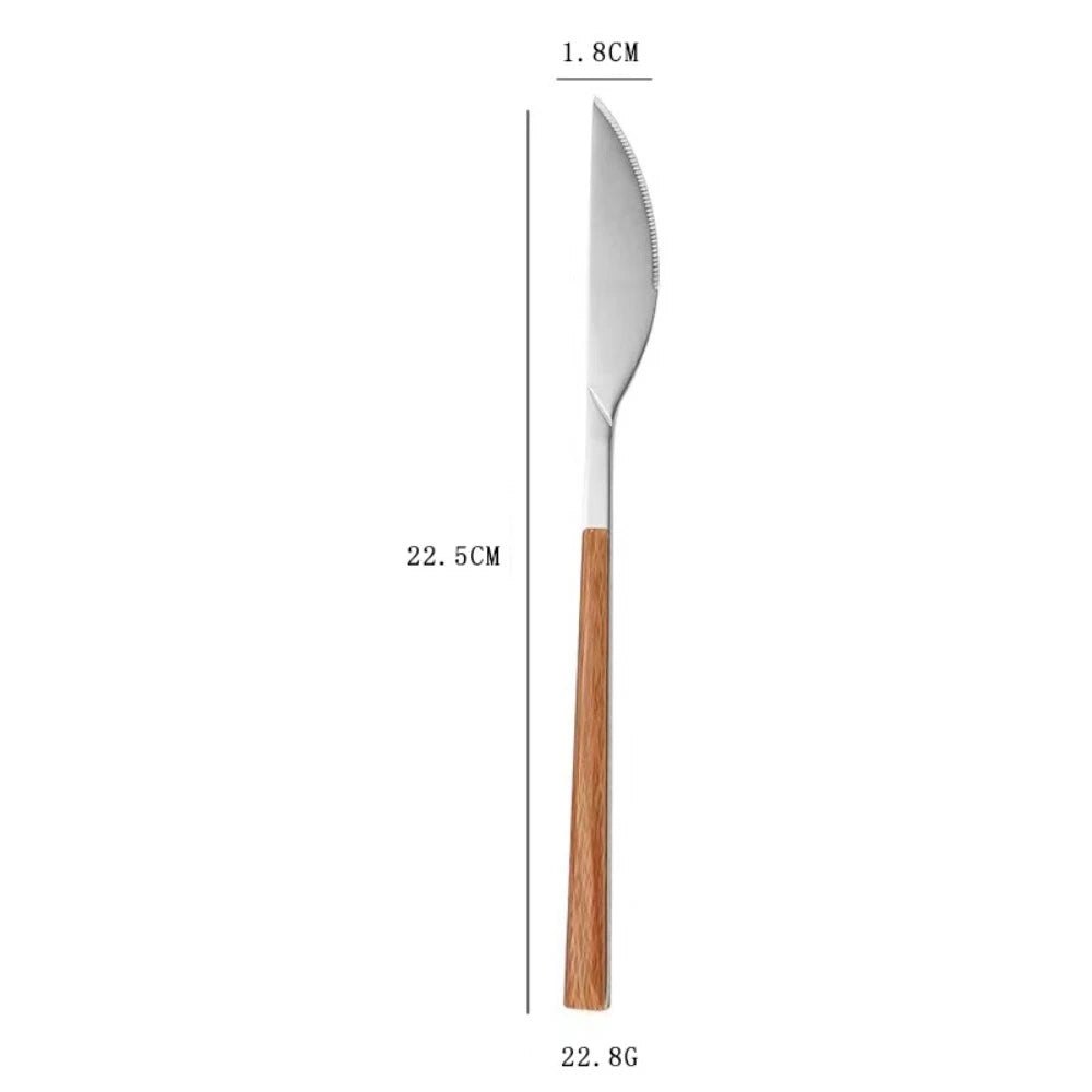 Wood Grain Stainless Steel Cutlery Set – Spoon Fork Knife
