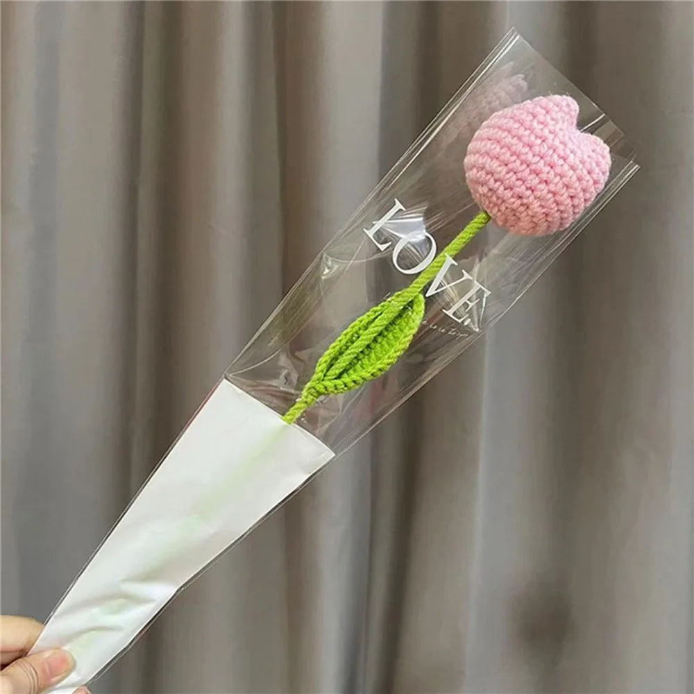 Handmade Crochet Tulip Bouquet – Knitted Cotton Artificial Flowers