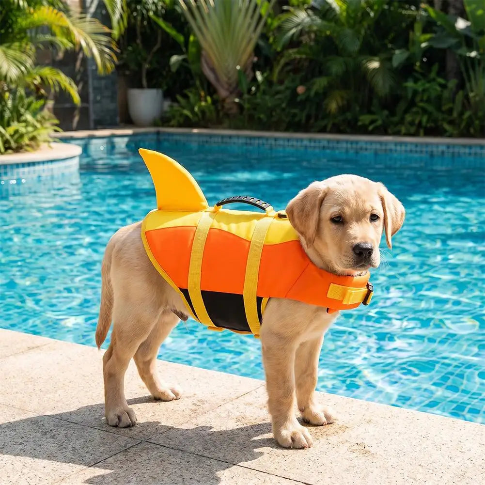 Dog Life Jacket Swim Vest – Buoyancy, Handle & Tail Fin