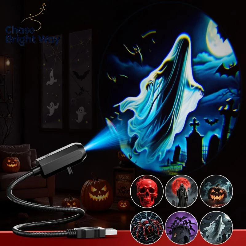 USB Halloween Projector Light – 6 Pattern LED Lamp