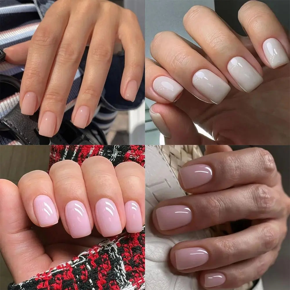Square Press-On Nails – Nude Pink Full Cover 24pcs | SAMMY