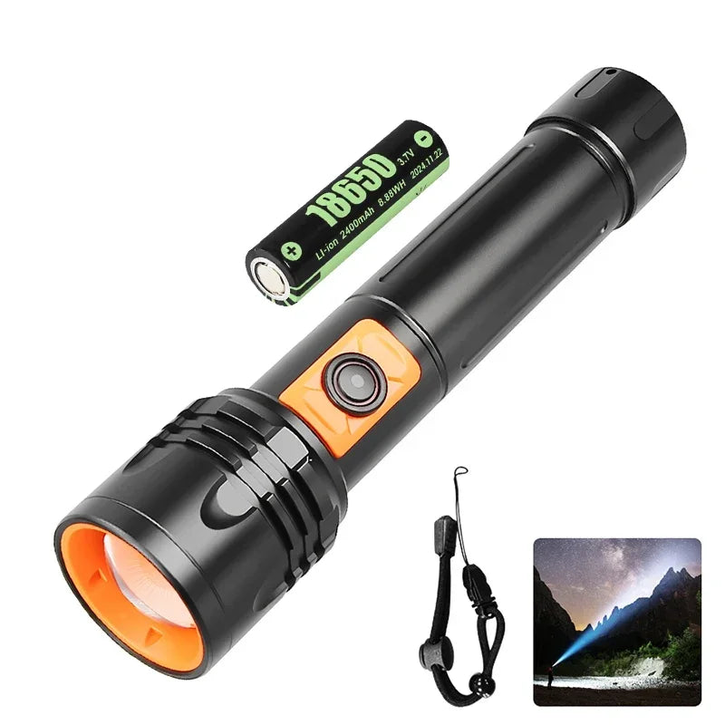 Zoomable LED Flashlight USB-C Rechargeable Aluminum Torch