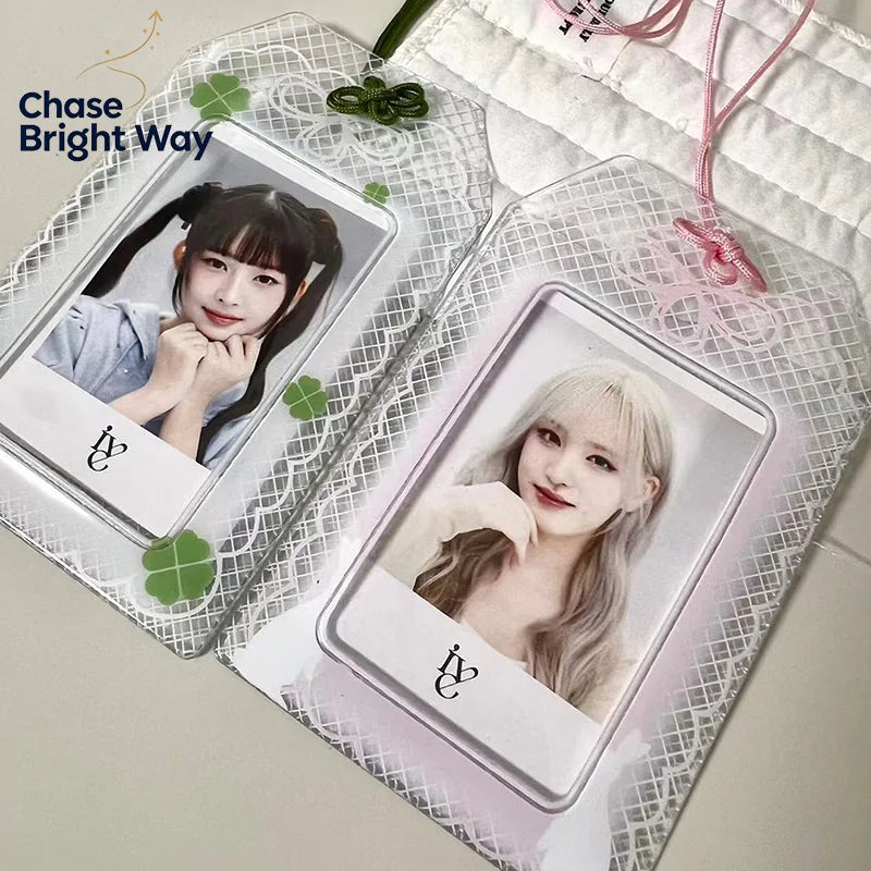 Clover PVC Photocard Holder – Cute Card Sleeve & Clip