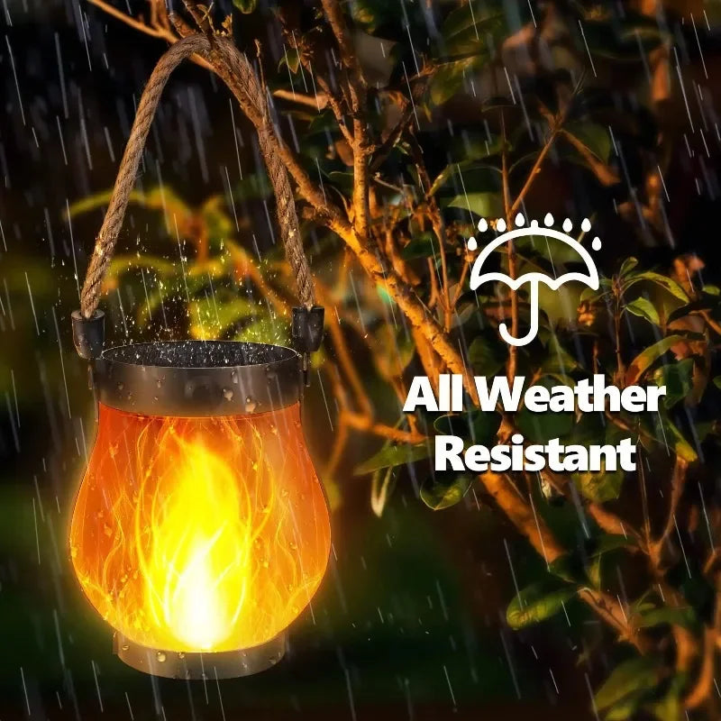 Solar Flame Hanging Lantern – 3D Flickering LED IPX4 Outdoor