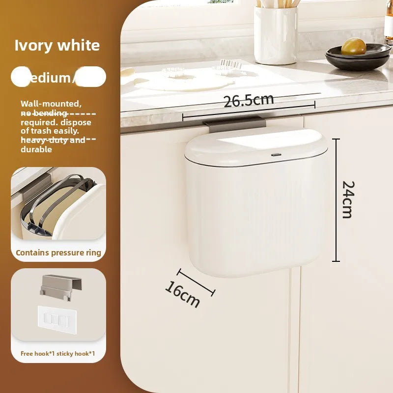 Wall-Mounted Slide-Open Trash Can – Kitchen & Bathroom Bin