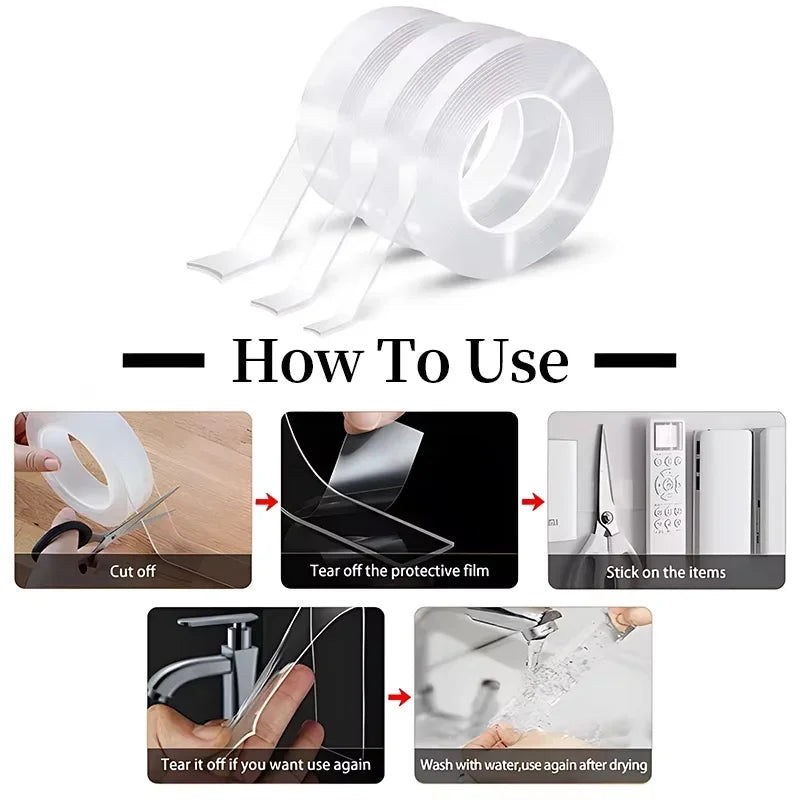 Strong Transparent Nano Tape – Waterproof, Reusable, No Residue