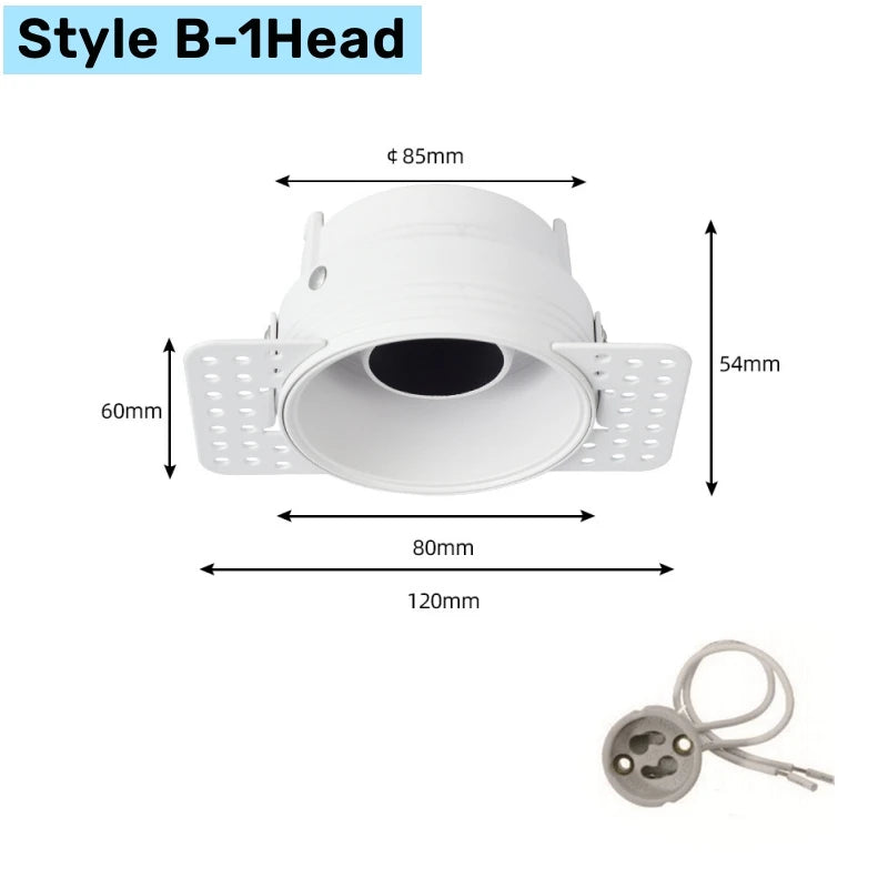 Trimless Square LED Downlight Frame Double Head GU10 MR16