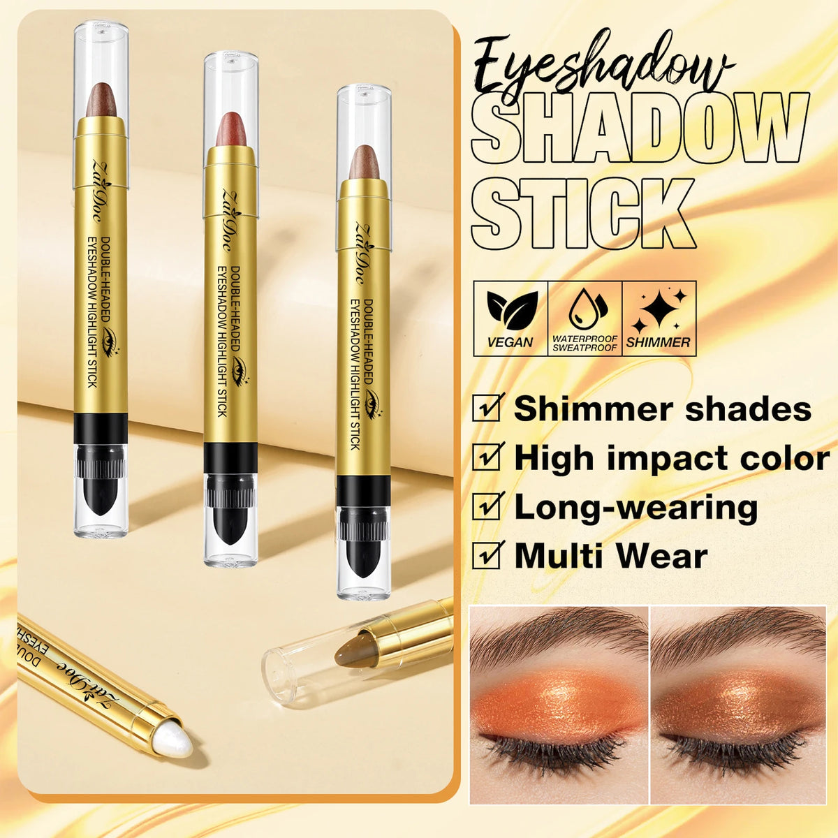 ZaiDoc 6-Color Dual-Ended Eyeshadow Highlighter Stick Set