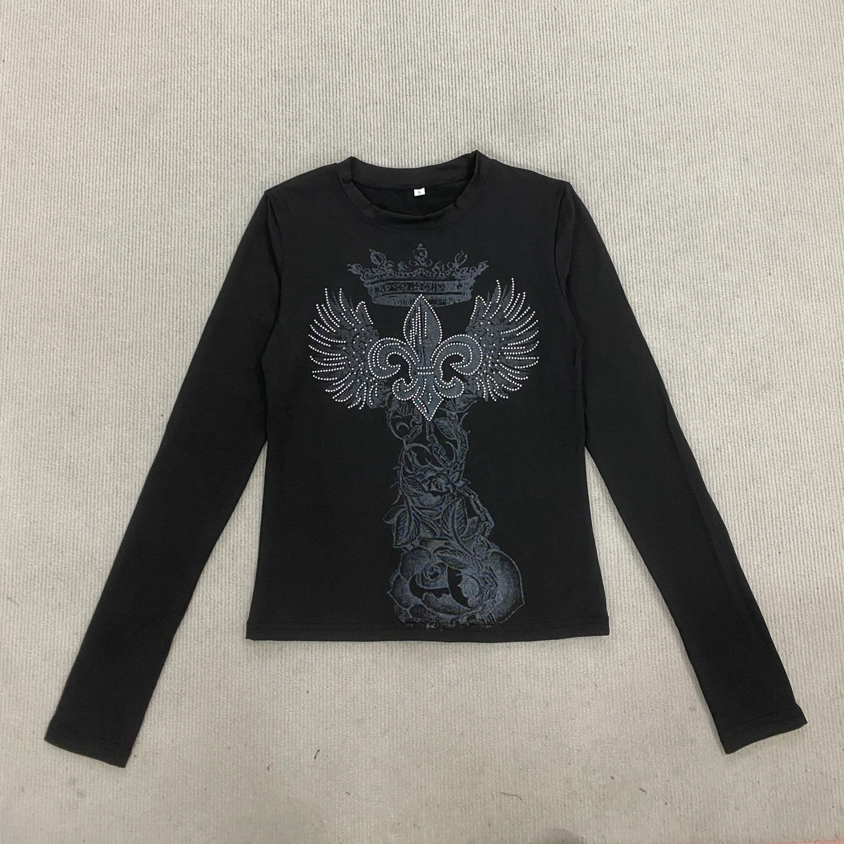 Y2K Gothic Harajuku Diamond Print Long Sleeve T-Shirt