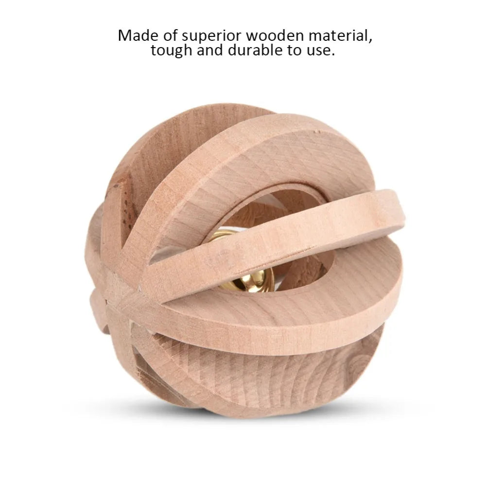 Wooden Bell Ball Chew Toy for Hamsters, Rabbits & Small Pets