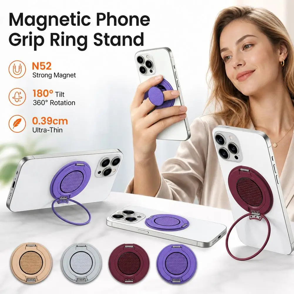 Magnetic Ring Phone Stand | 360° Rotating Aluminum Grip – SAMMY