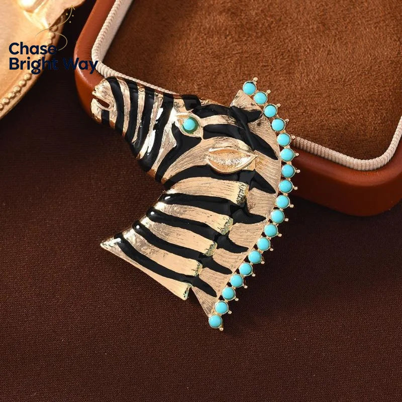 Vintage Metal Zebra Brooch – Animal Lapel Pin Unisex Gift