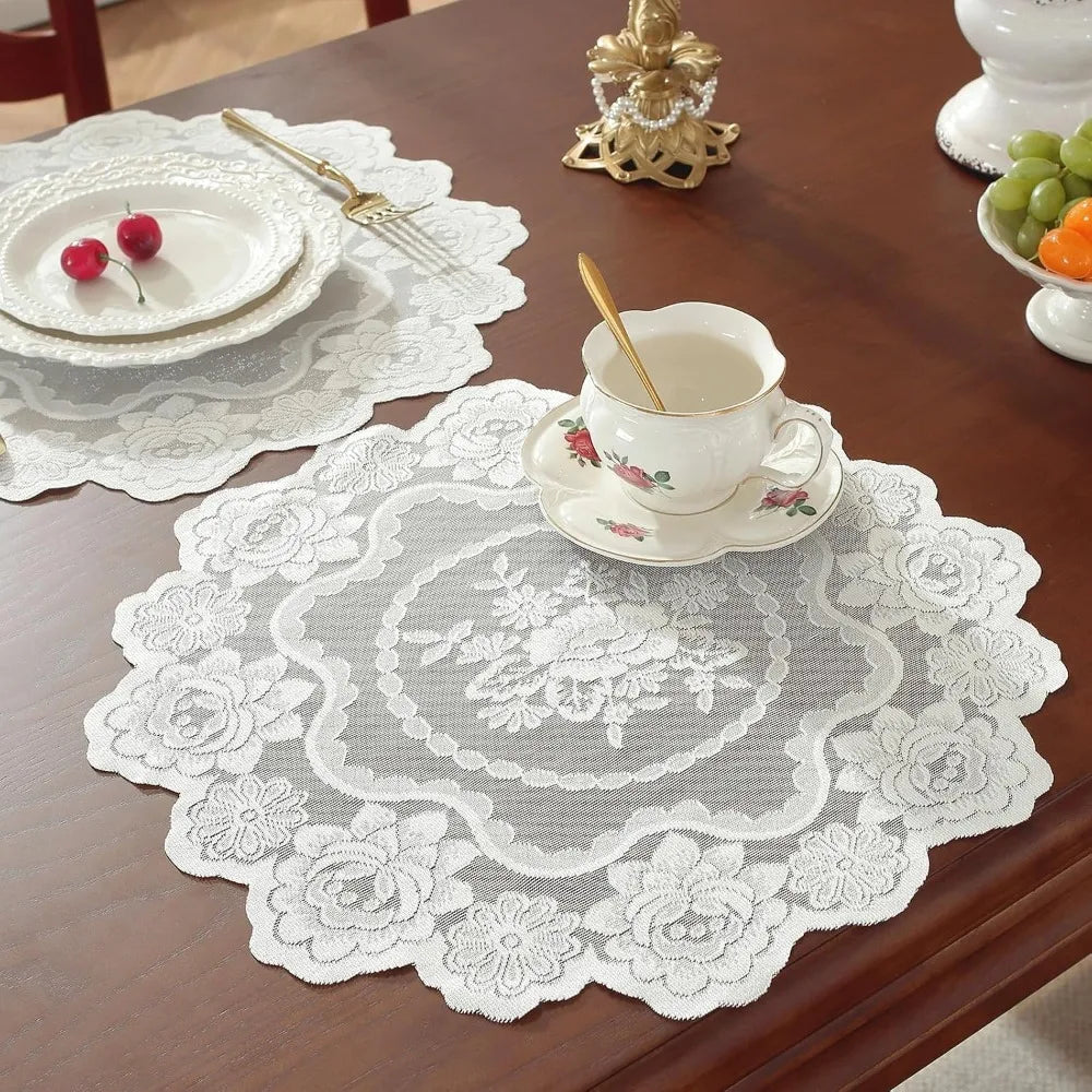 Vintage Lace Doily Placemat – Round Floral Table Mat 40cm