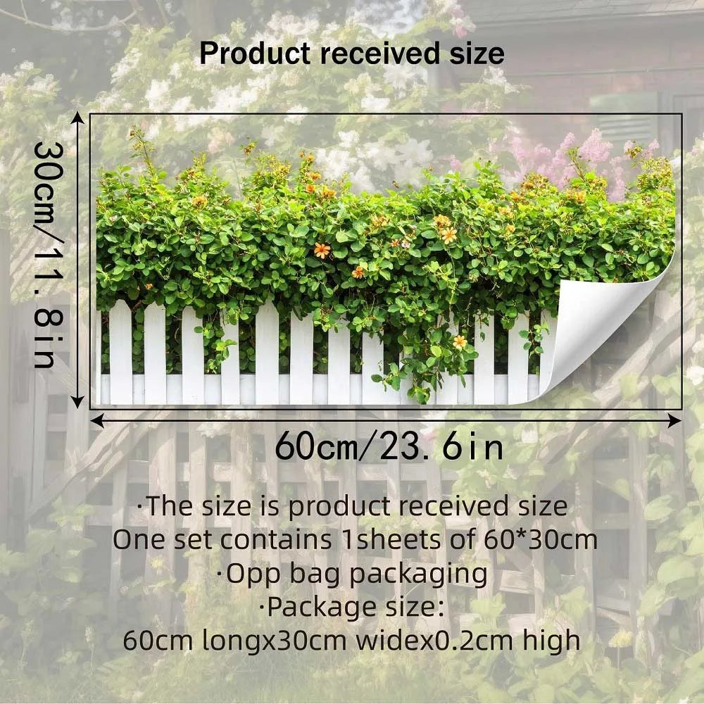 Multicolor Flower Fence Wall Sticker – Self-Adhesive Decal