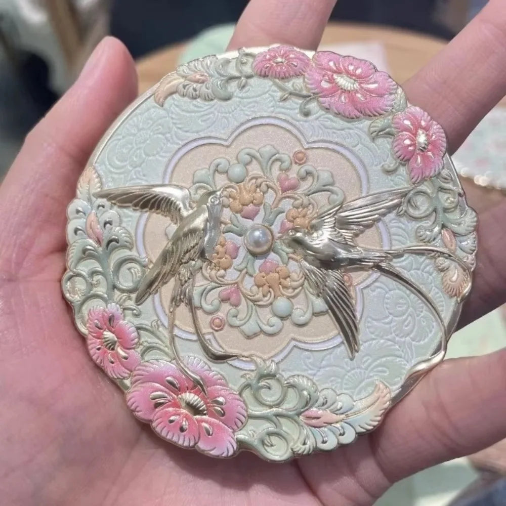 Vintage Chinese Peony Pocket Mirror – Compact Makeup Mirror