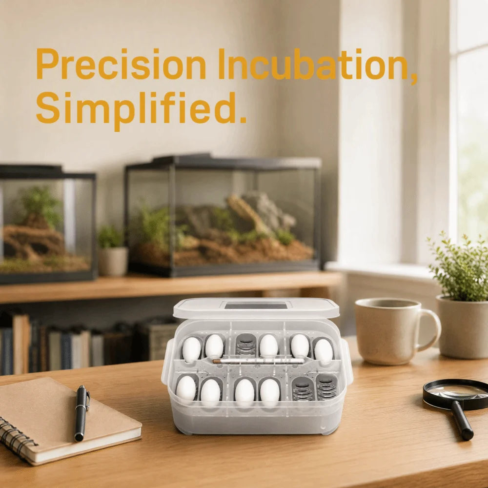 Reptile Egg Incubator Box – 12-Egg ABS Tray with Clear Lid