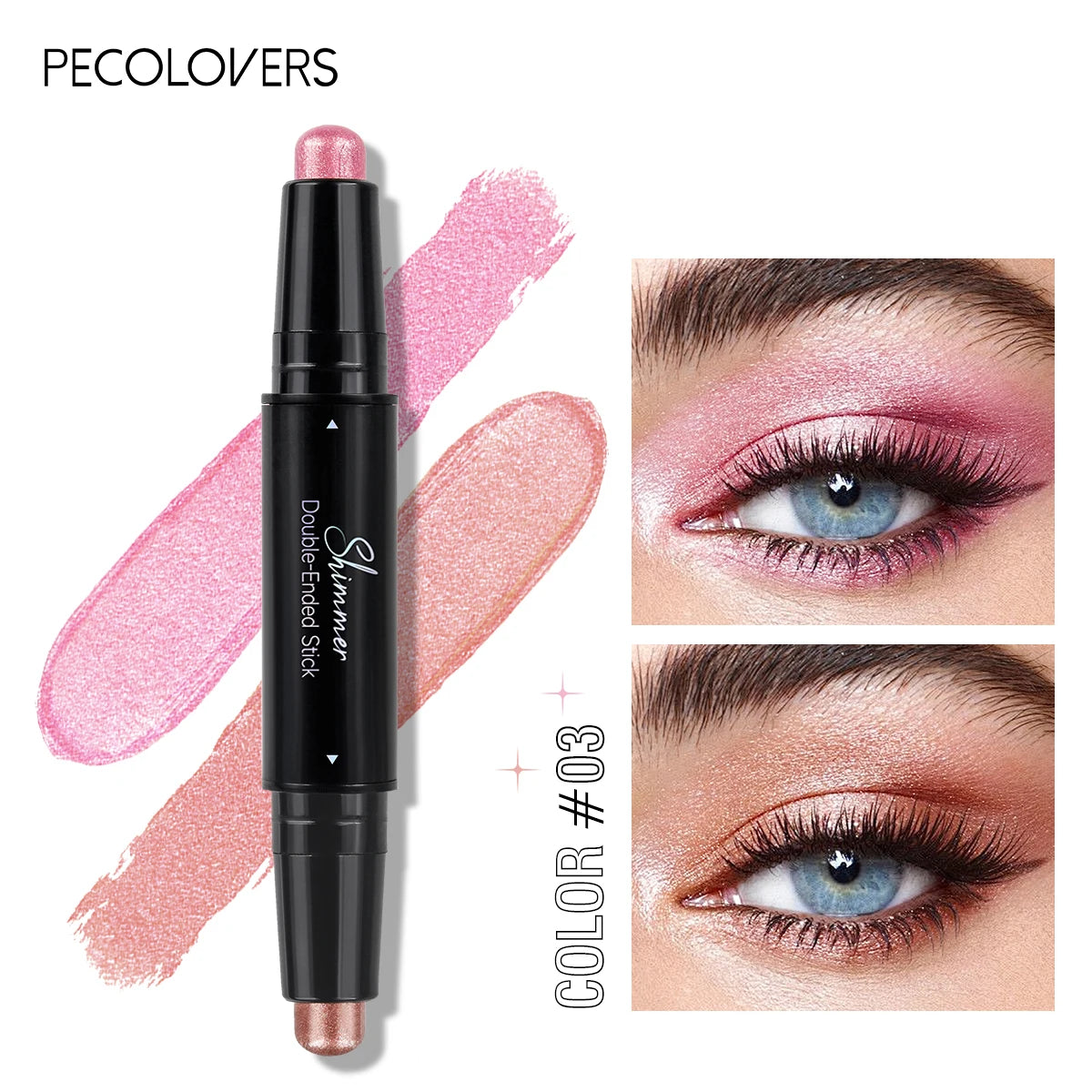 Pigmented Eyeshadow Stick – Waterproof Shimmer Bronze & Pink