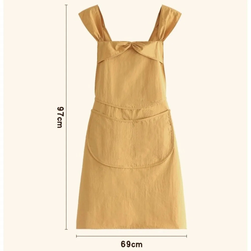 Women's Bow Strap Water-Resistant Kitchen Apron | Large Pockets