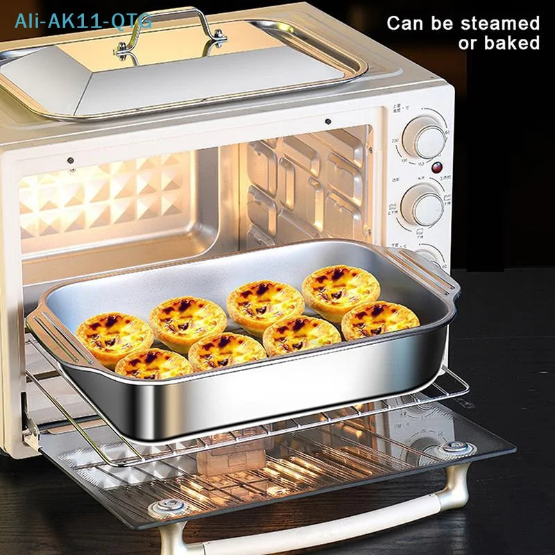 Stainless Steel Baking Pan with Lid – Deep Dish Cookware
