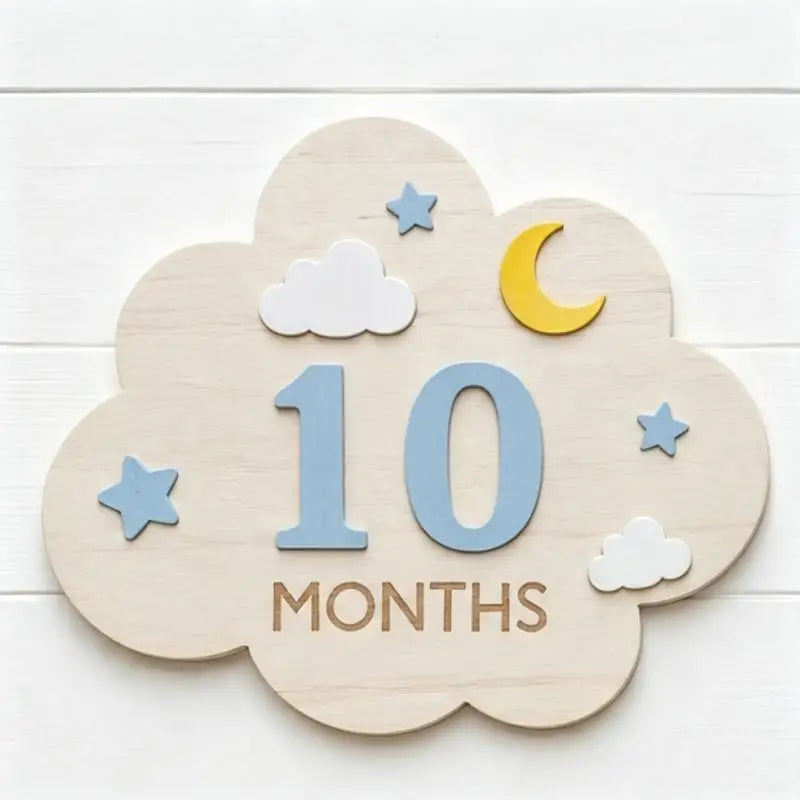 Wooden Baby Monthly Milestone Marker Set | Cloud Photo Prop