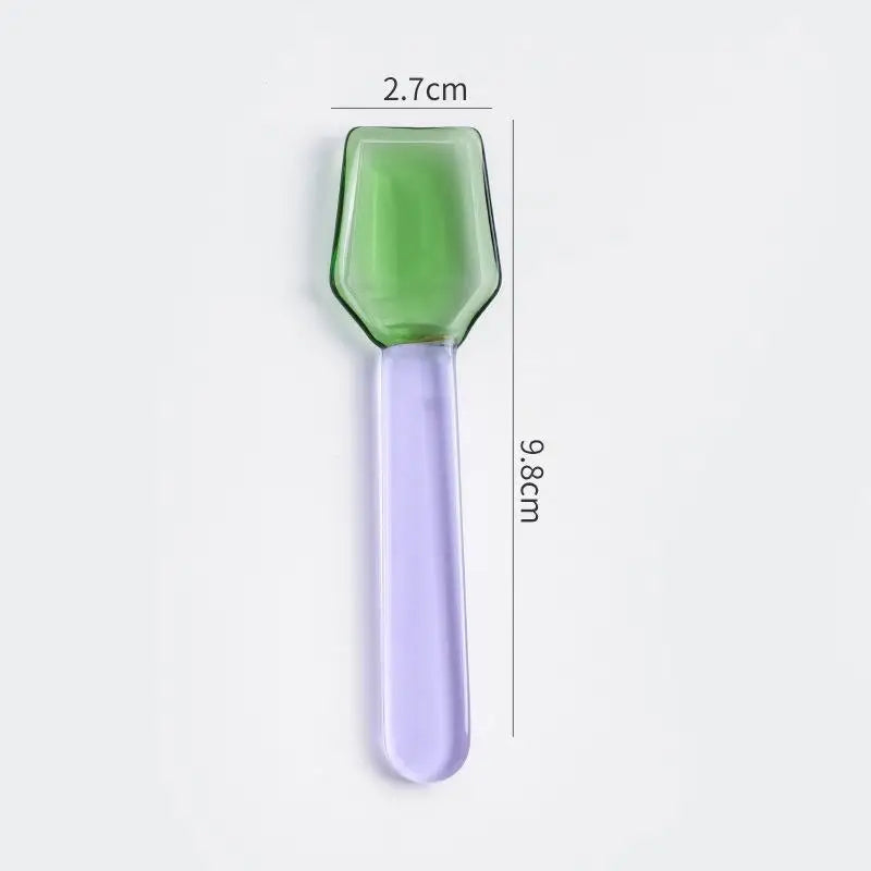 Colorful Borosilicate Glass Dessert Spoon – Short Handle Gift