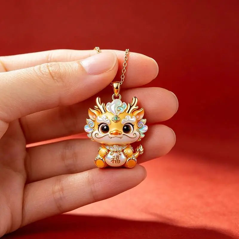 Nine-Tailed Fox Enamel Pendant Necklace | Chinese Mythology