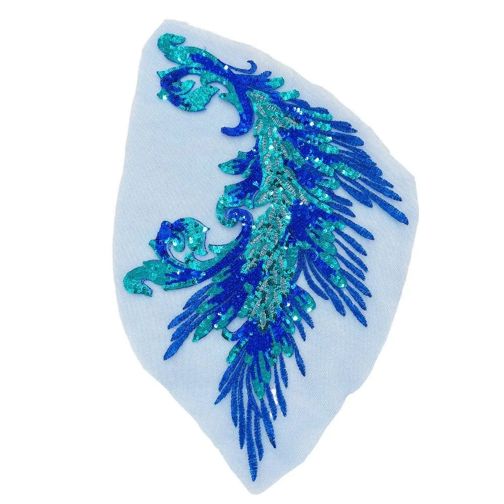 Sequin Phoenix Feather Embroidery Patch – DIY Sew-On Appliqué