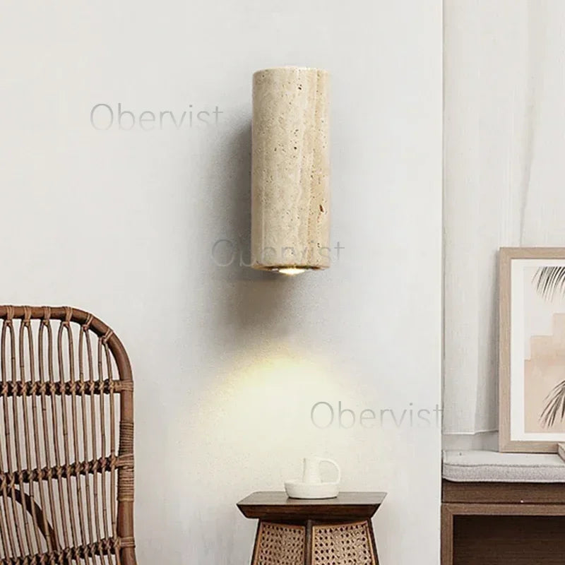 Wabi Sabi Travertine LED Wall Sconce | Bedroom & Living Room