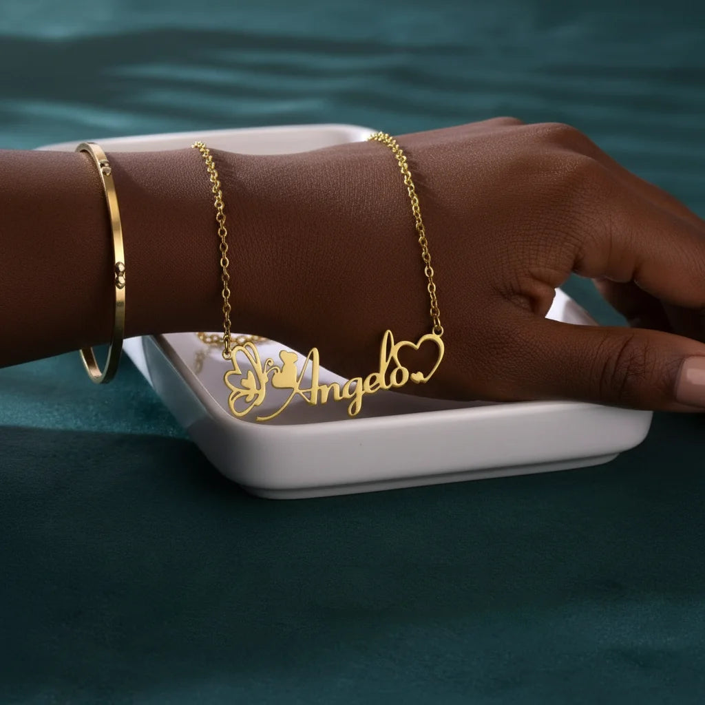 Custom Name Necklace | 18K Gold Plated Stainless Steel Pendant
