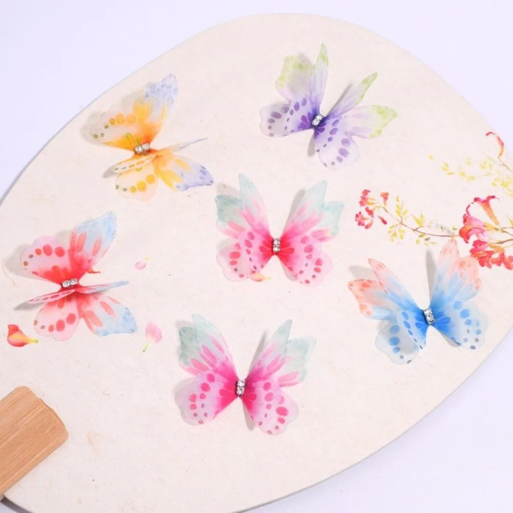 50-Pack 3D Organza Butterfly Appliques – Rhinestone Chiffon Patches