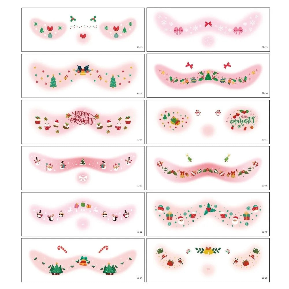 12-Pack Christmas Eye Makeup Stickers – Cosplay Face Art Decals
