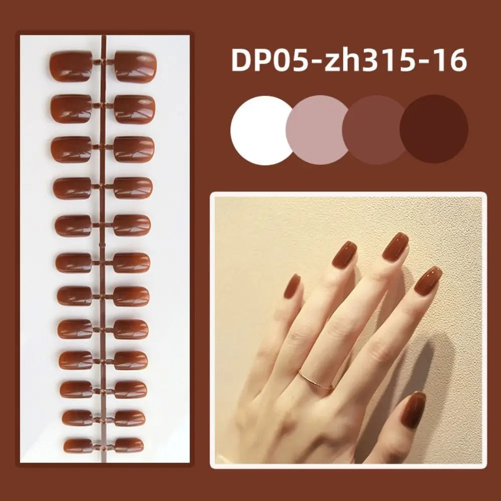 24-Pack Short Square Press-On Nails – Glossy False Nails