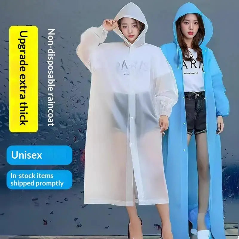Unisex Hooded EVA Rain Poncho – Waterproof Outdoor Raincoat