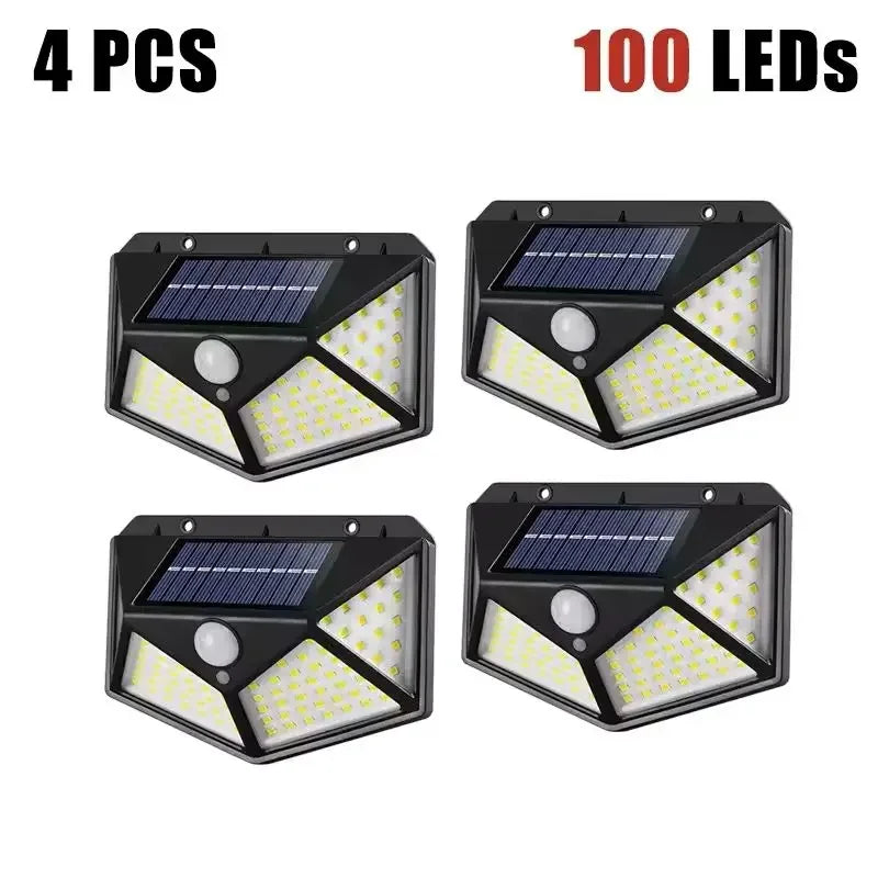 Solar Wall Light 100 LED PIR Motion Sensor IP65 Outdoor Garden