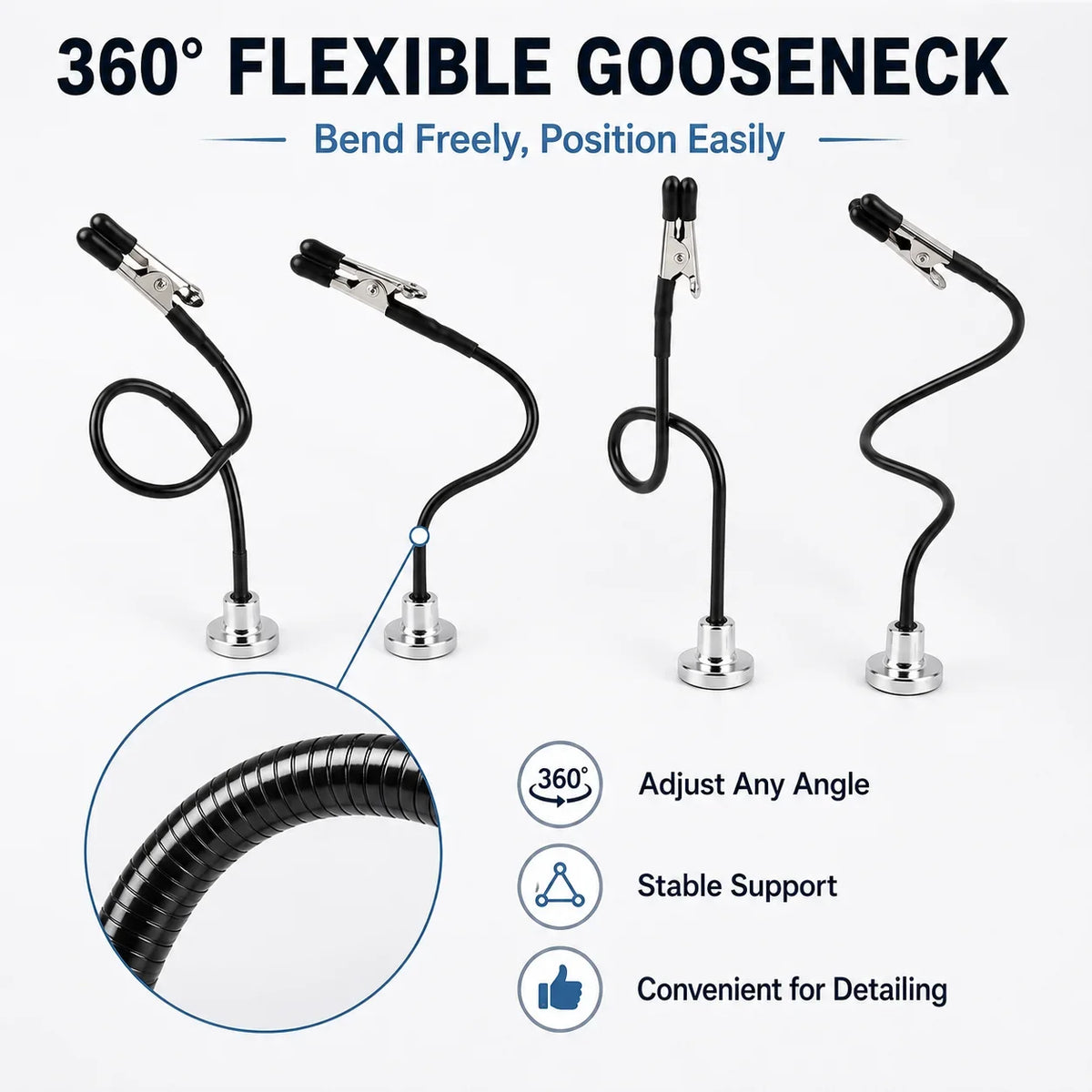 12-Piece Bendable Alligator Clip Sticks with Magnetic Base
